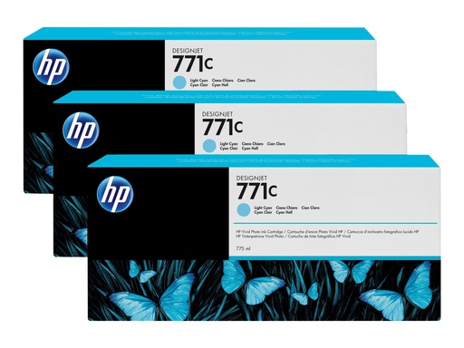 [1937919] HP 771C Ink Light Cyan 3pack 775-ml Desi