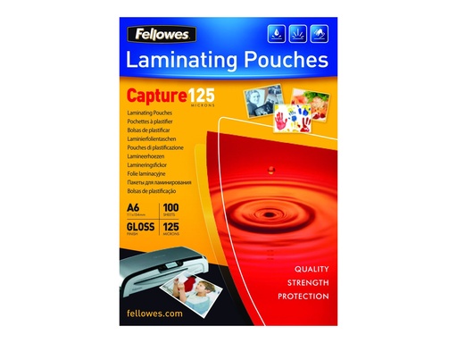 [2366001] FELLOWES POCHETTES A6 125 MICRONS X 100