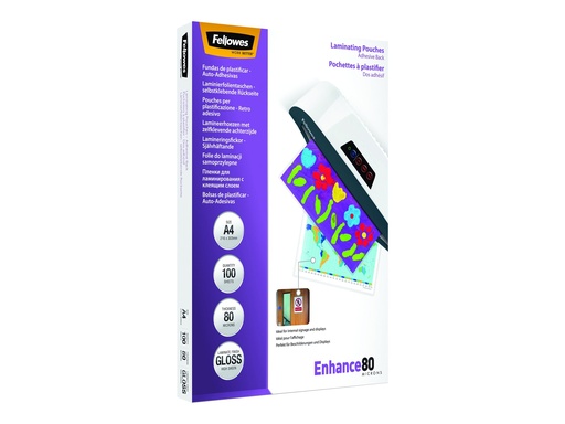 [2366016] FELLOWES POCHETTES A4 - DOS ADHESIF - 80