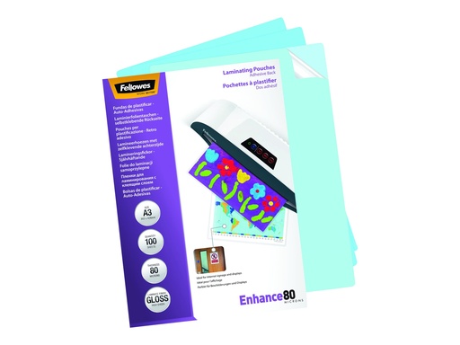 [2366017] FELLOWES POCHETTES A3-DOS ADHESIF-80