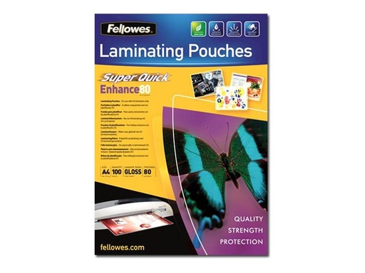 [2366018] FELLOWES SUPERQUICK LAM POUCH 80MIC A4